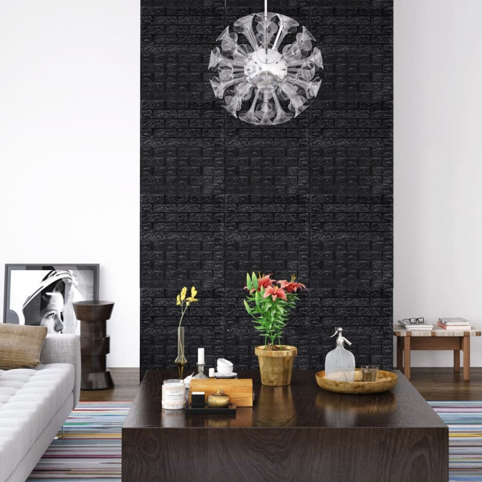 vidaXL 10x 3D Wallpaper Bricks Self-adhesive Black Wall Stickers 3D Stickers