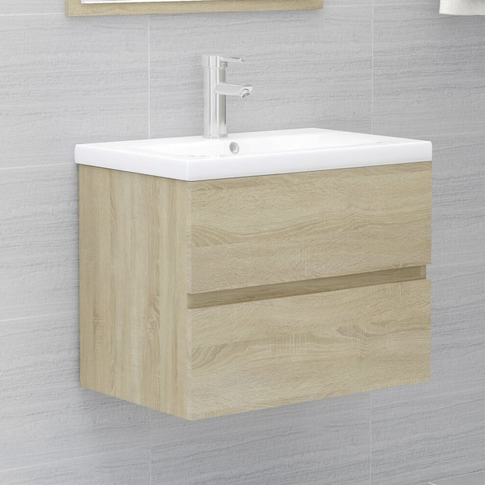 vidaXL Sink Cabinet with Built-in Basin Sonoma Oak Chipboard Rack Vanity Unit