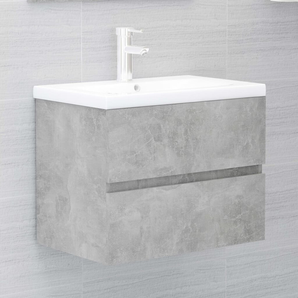 vidaXL Sink Cabinet with Built-in Basin Concrete Grey Chipboard Vanity Unit