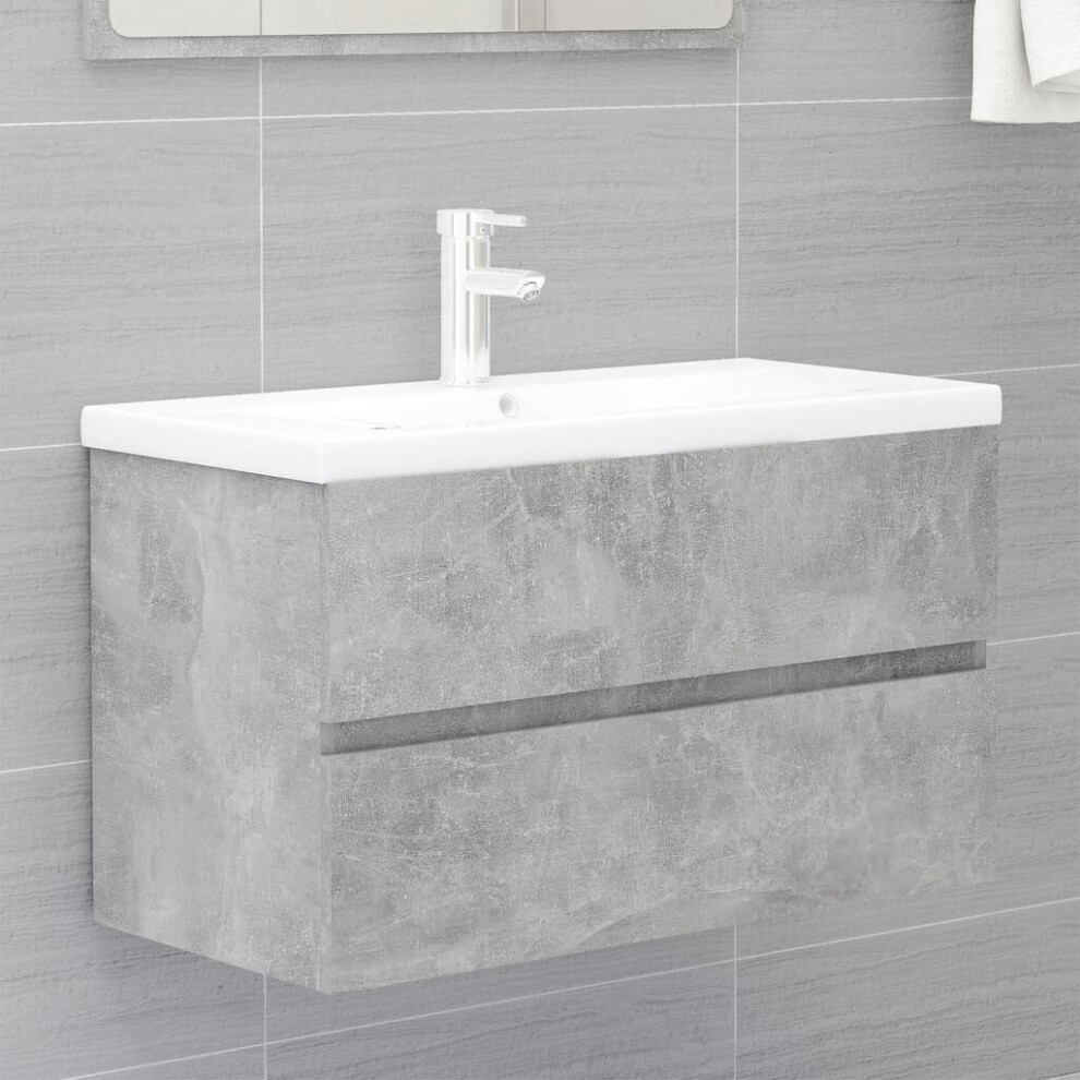 vidaXL Sink Cabinet with Built-in Basin Concrete Grey Chipboard Vanity Unit