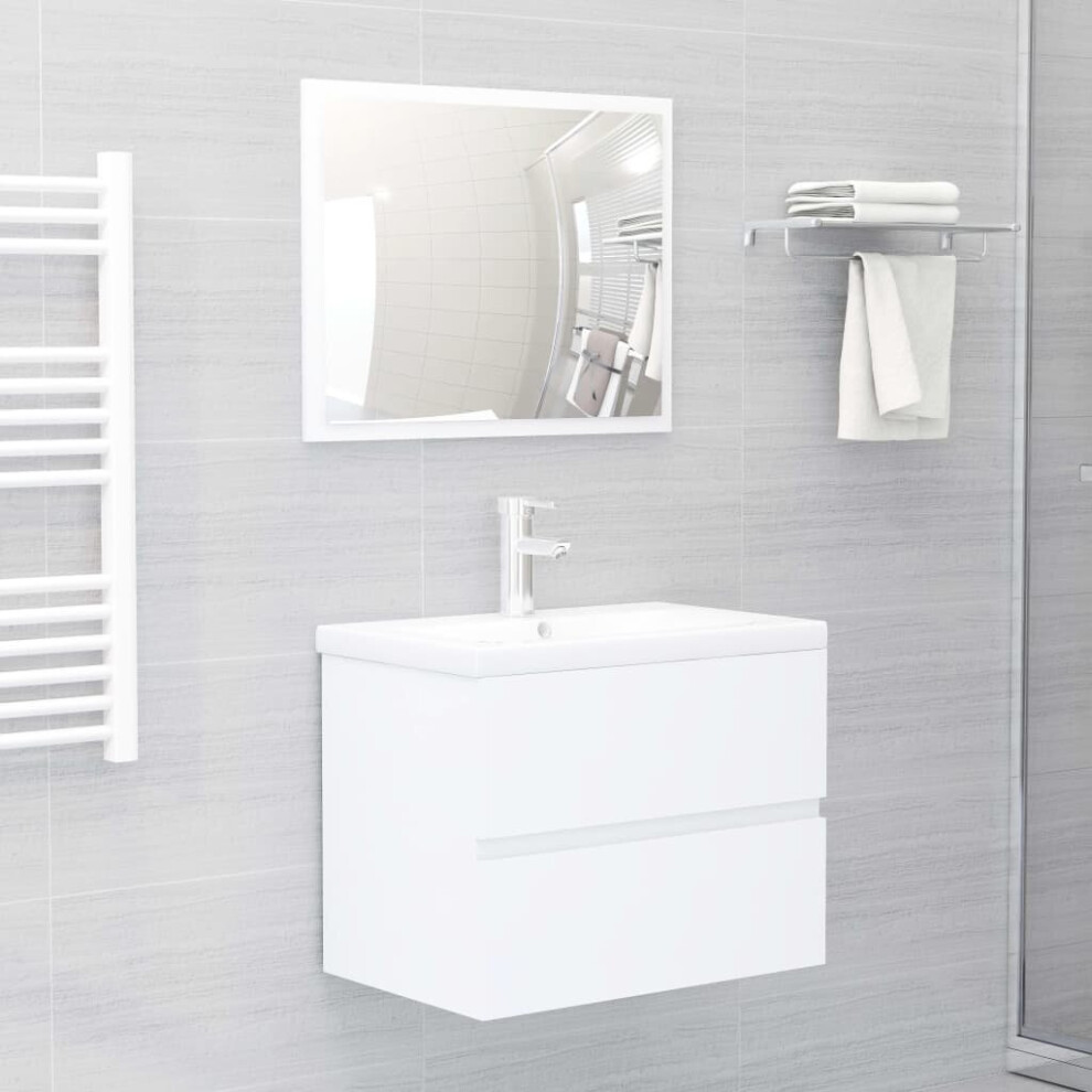 vidaXL Bathroom Furniture Set White Engineered Wood Wall Cabinet Home Cupboard