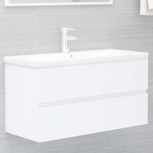 vidaXL Sink Cabinet with Built-in Basin White Engineered Wood Bathroom Basin