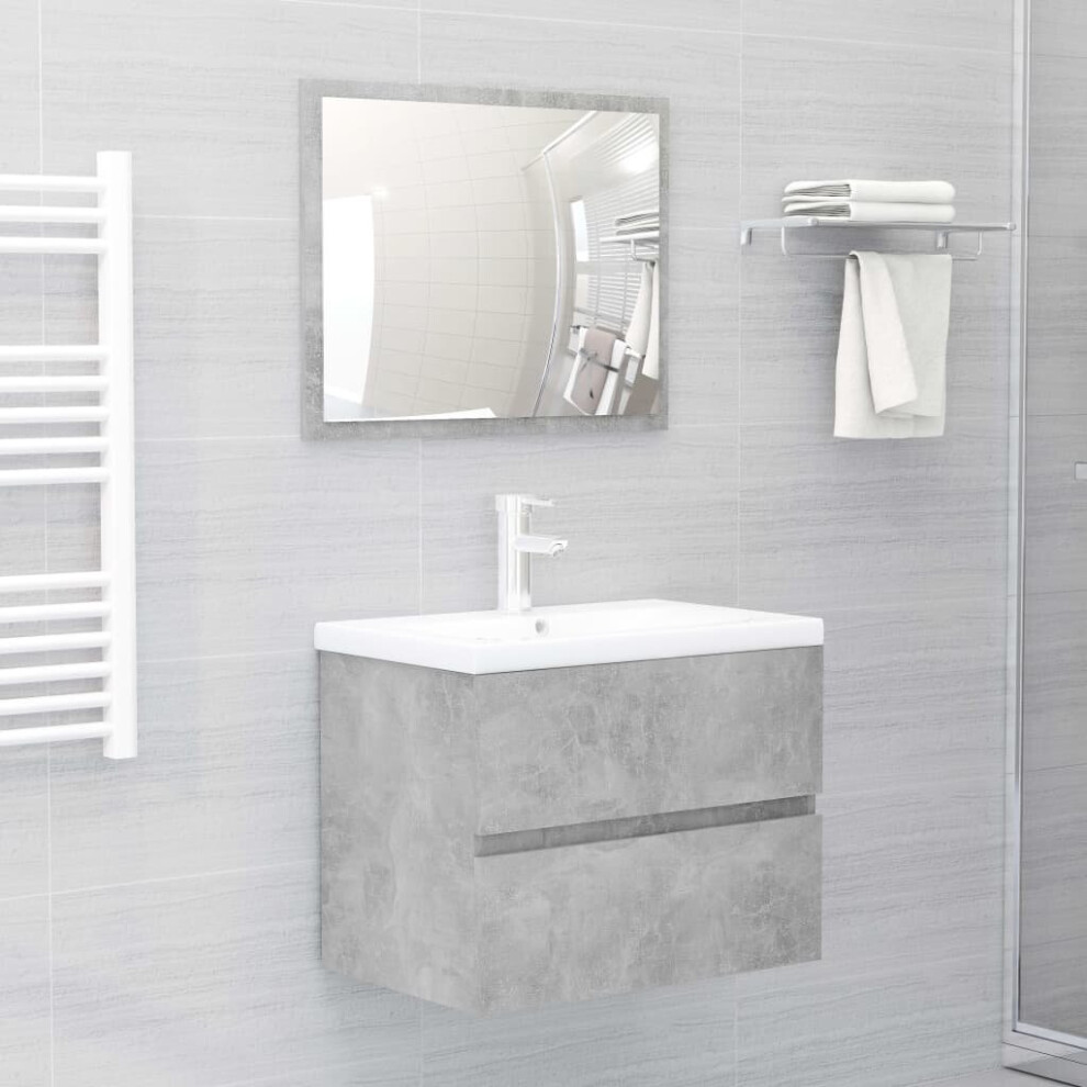 vidaXL Bathroom Furniture Set Concrete Grey Engineered Wood Cabinet Mirror