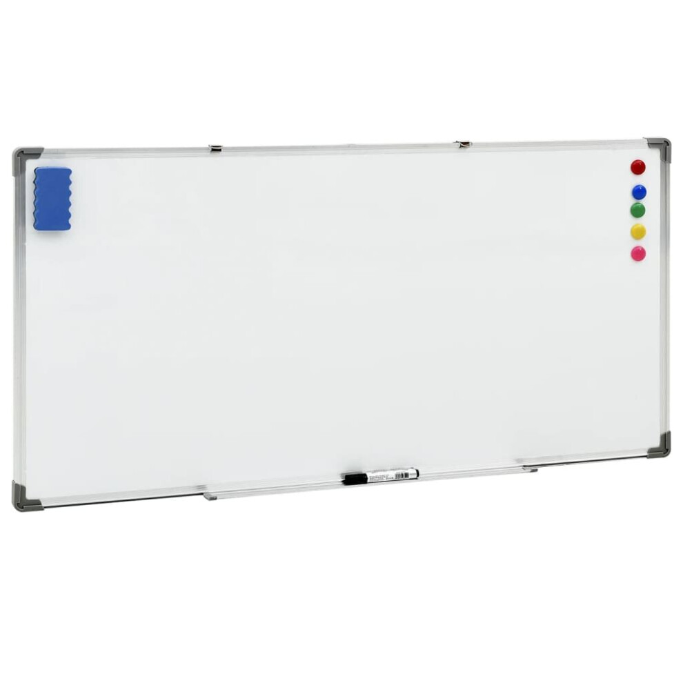 vidaXL Magnetic Whiteboard White Steel Presentation Supply Dry-Erase Board