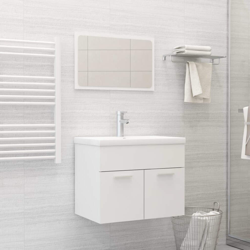 Vidaxl Bathroom Furniture Set White Engineered Wood Cabinet Washroom Basin
