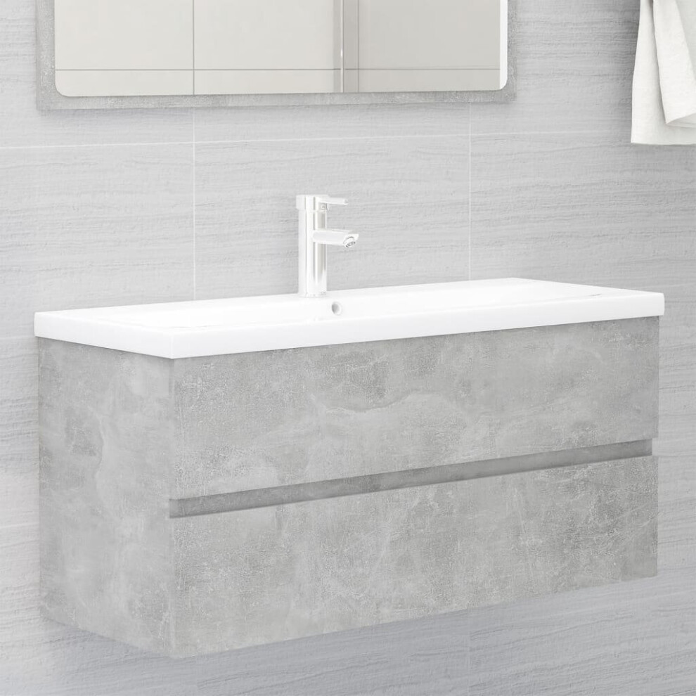 Vidaxl Sink Cabinet With Built-In Basin Concrete Engineered Wood Basin Grey