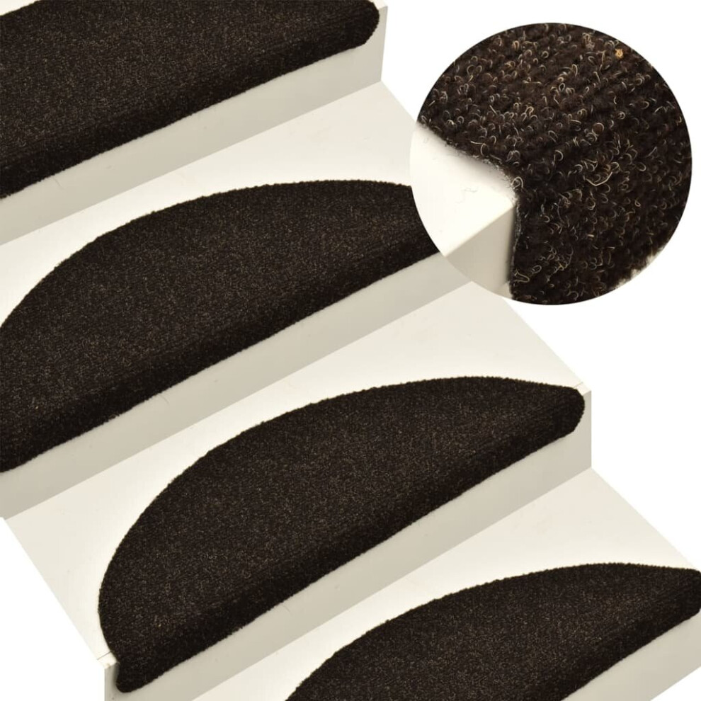 Vidaxl 5X Self-Adhesive Stair Mats Dark Brown Needle Punch Stairs Protection