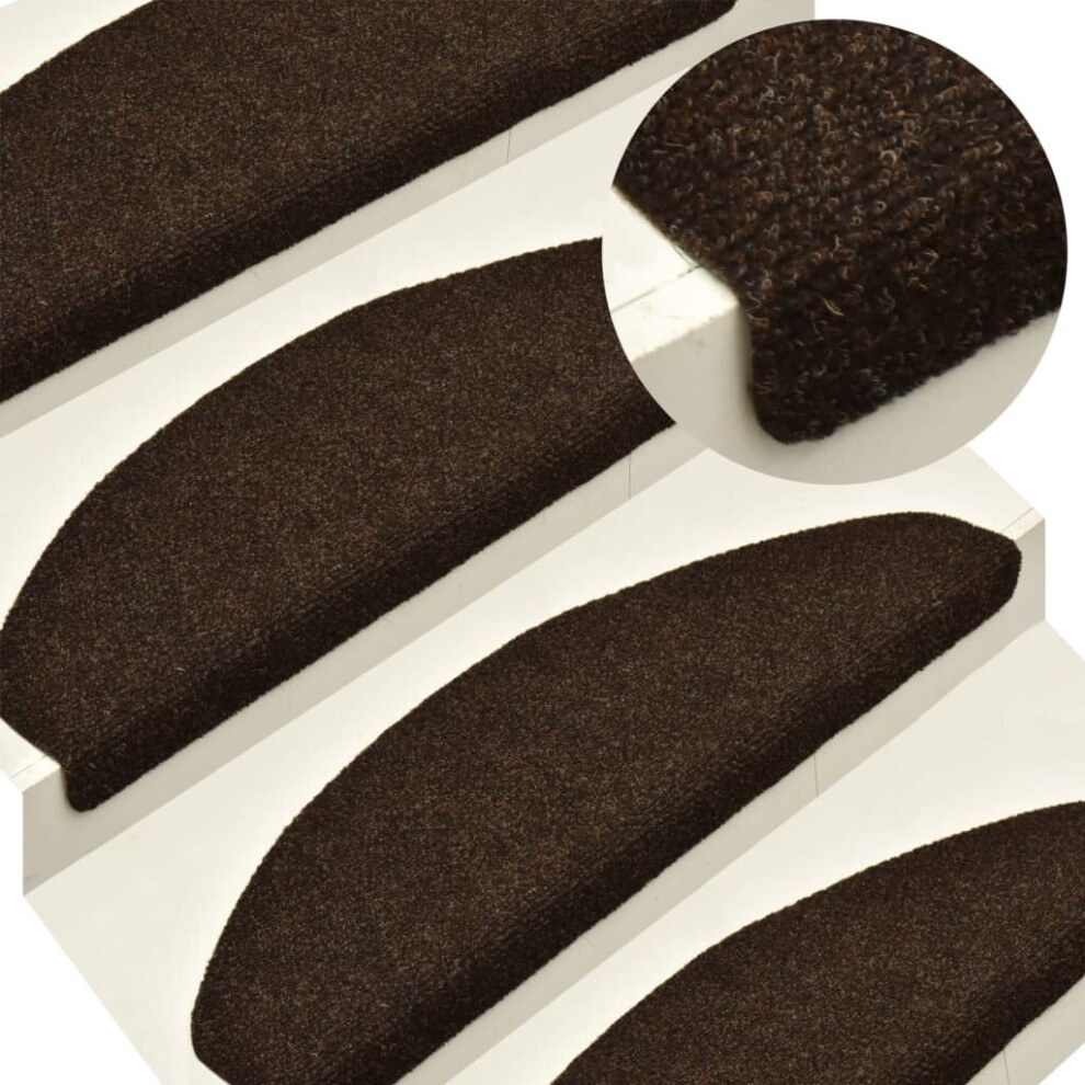 Vidaxl 10X Self-Adhesive Stair Mats Brown Needle Punch Stairs Rug Protection