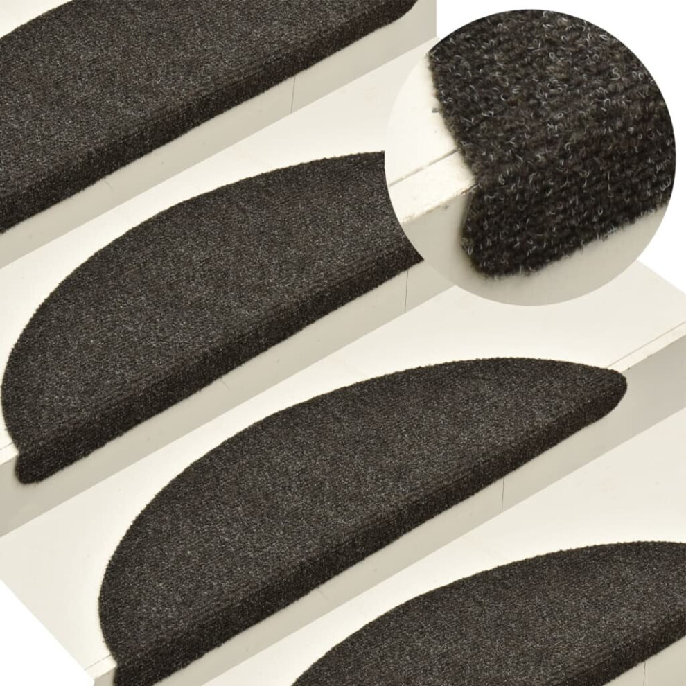 Vidaxl 10X Self-Adhesive Stair Mats Anthracite Needle Punch Stairs Protection