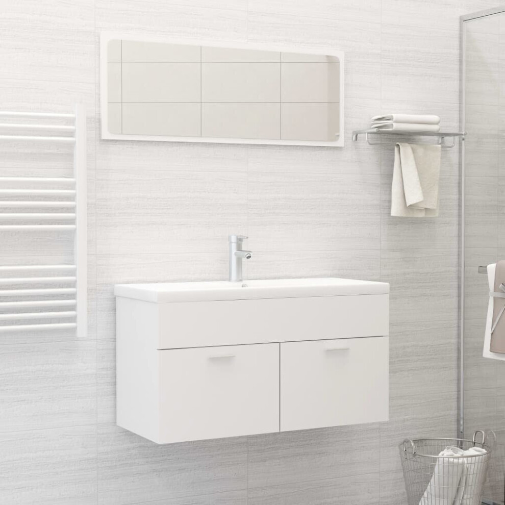 vidaXL Bathroom Furniture Set White Chipboard Sink Cabinet Washroom Basin