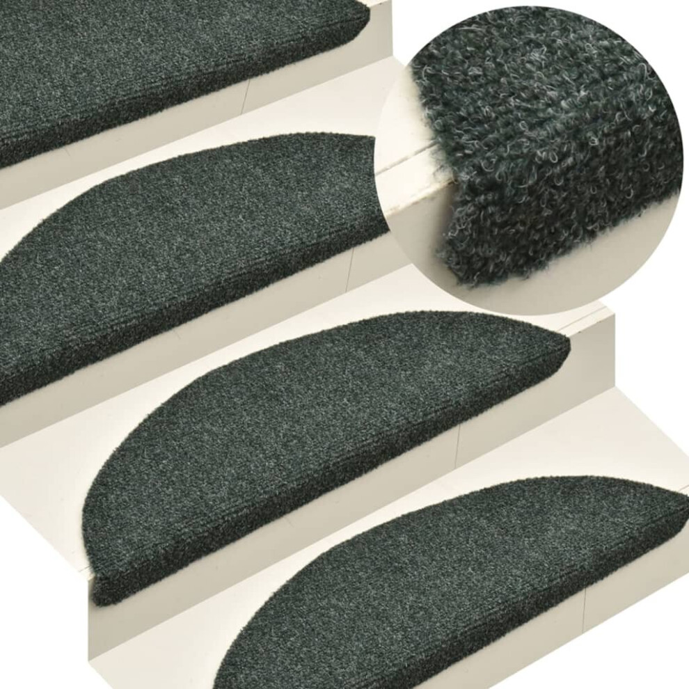 vidaXL 10x Self-adhesive Stair Mats Green Needle Punch Stairs Rug Protection
