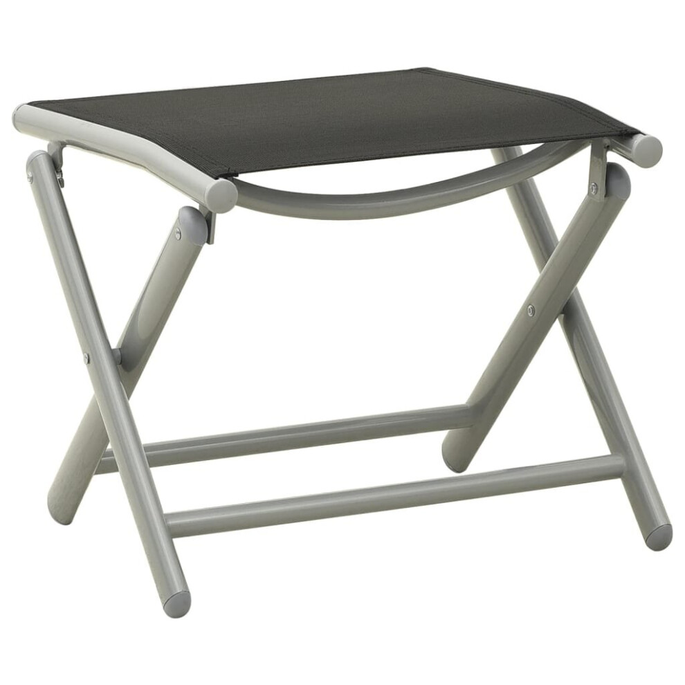 vidaXL Folding Footrest Black and Silver Textilene and Aluminium Outdoor Seat