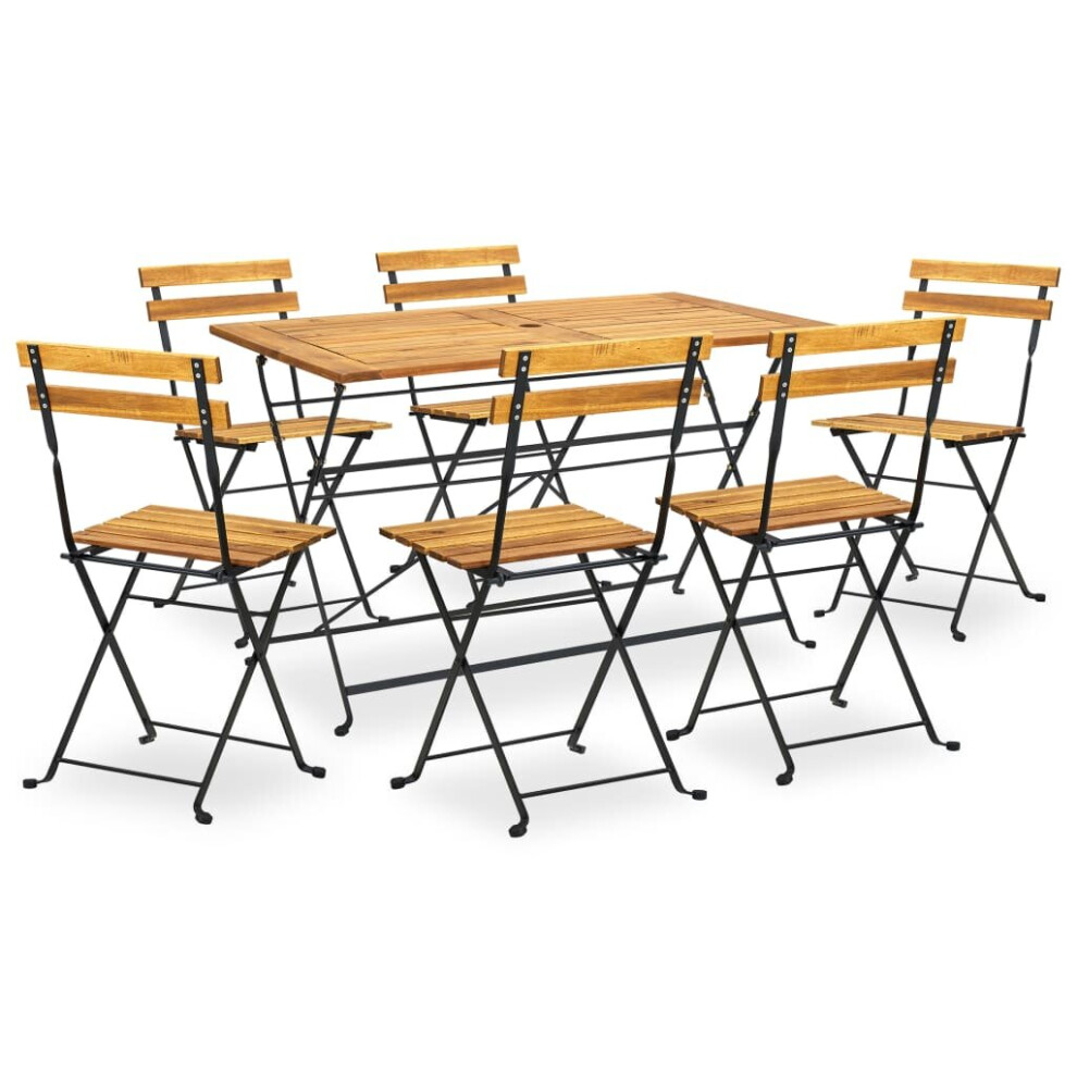 Vidaxl Solid Acacia Wood Folding Outdoor Dining Set 7 Piece Garden Furniture