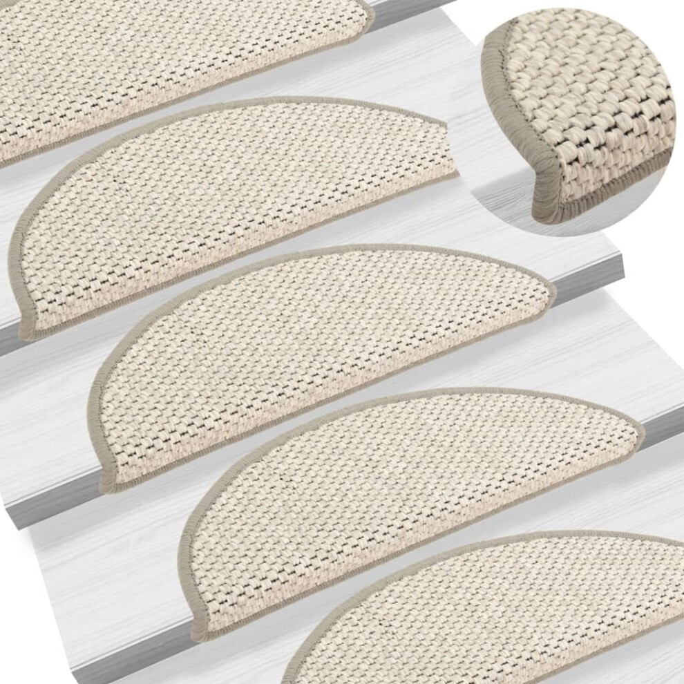 vidaXL 15x Self-adhesive Stair Mats Sisal-Look Beige Stairs Rug Protection