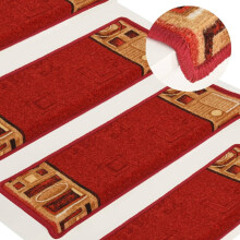 vidaXL Stair Mats Carpet Stair Tread Stair Step Rug Self-adhesive 15 pcs Red
