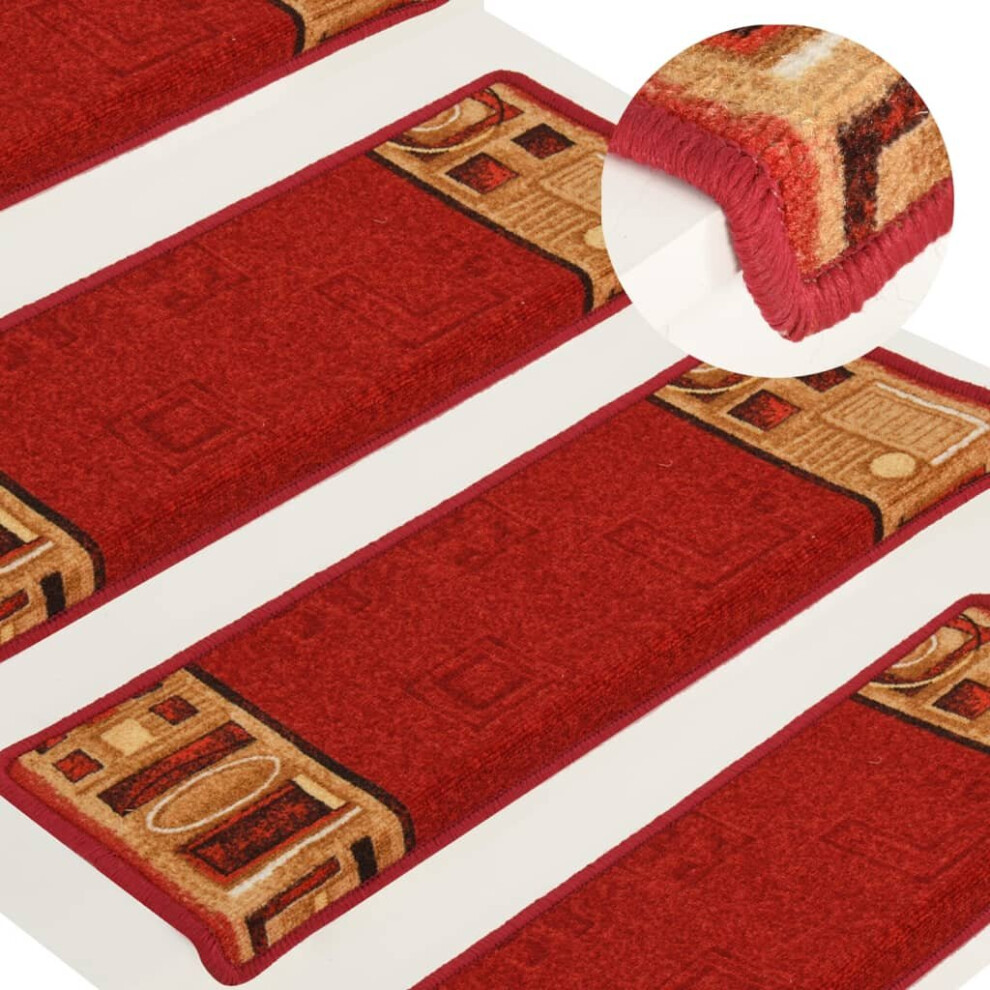 vidaXL Stair Mats Carpet Stair Tread Stair Step Rug Self-adhesive 15 pcs Red