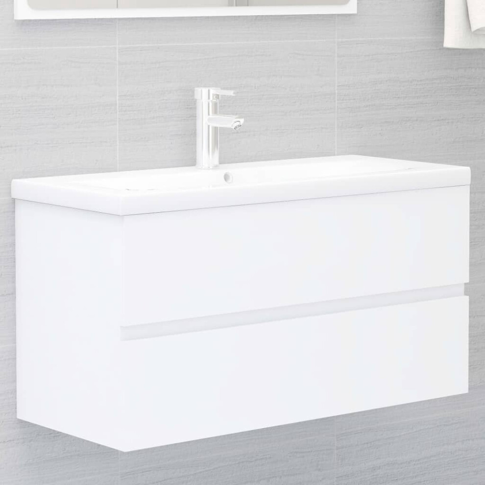 Vidaxl Sink Cabinet With Built-In Basin Engineered Wood Bathroom Basin White