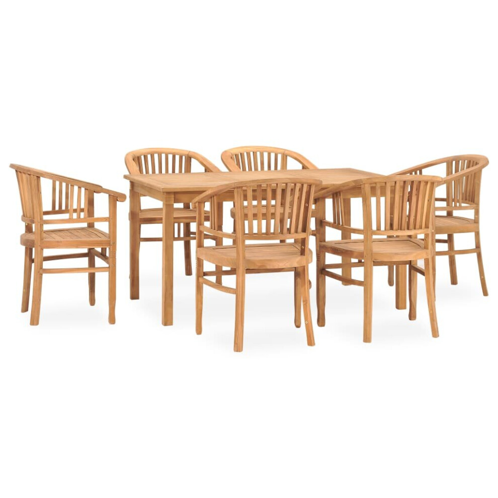 vidaXL Solid Teak Wood Garden Dining Set 7 Piece Table and Chairs Outdoor