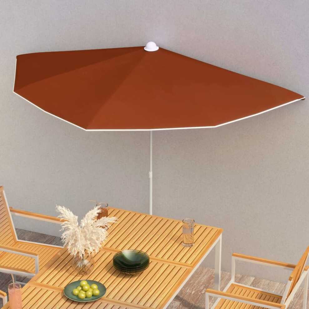 VIDAXL Garden Parasol - Half Round - Orange - Polyester - Image 2