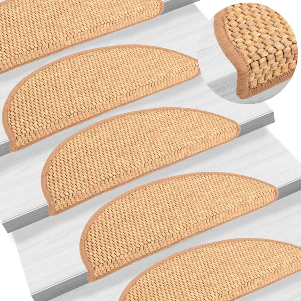 vidaXL 15x Self-adhesive Stair Mats Sisal-Look Orange Stairs Rug Protection