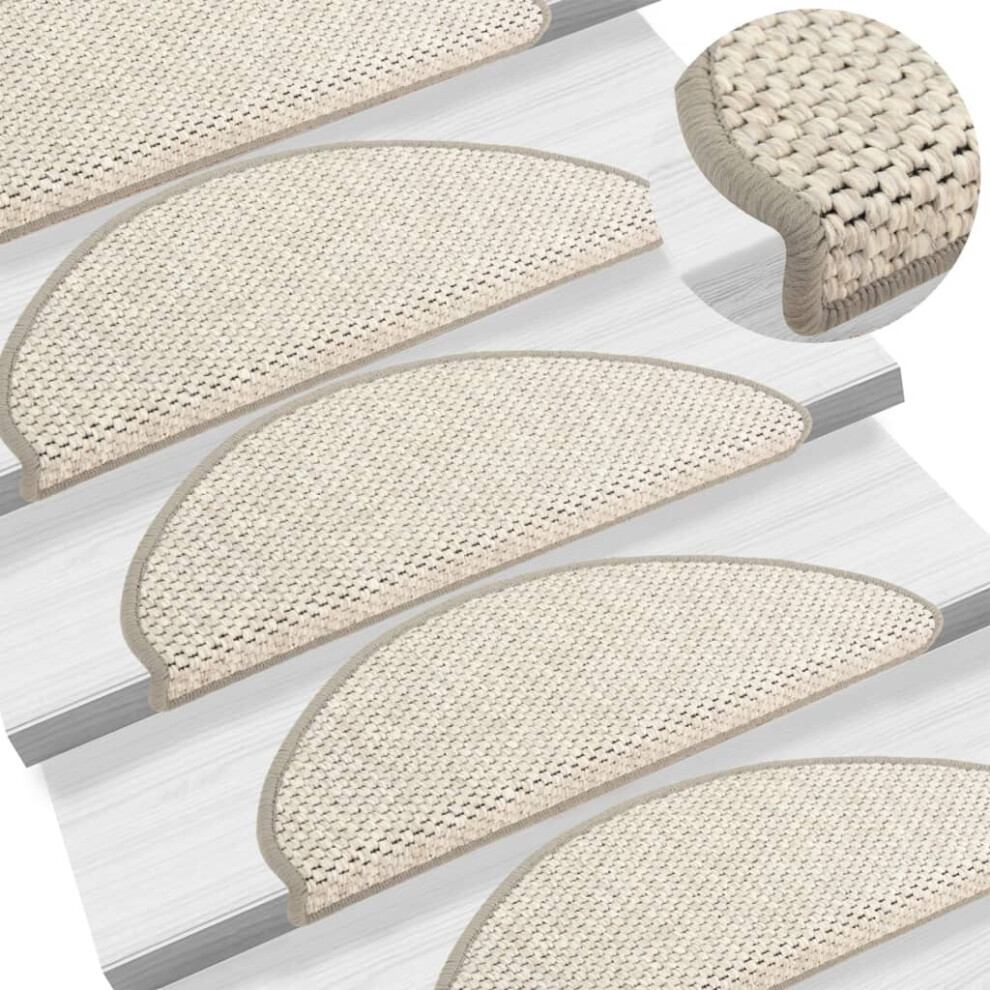 vidaXL Stair Mats Self-adhesive Carpet Stair Rug Sisal-Look 15 pcs Platina