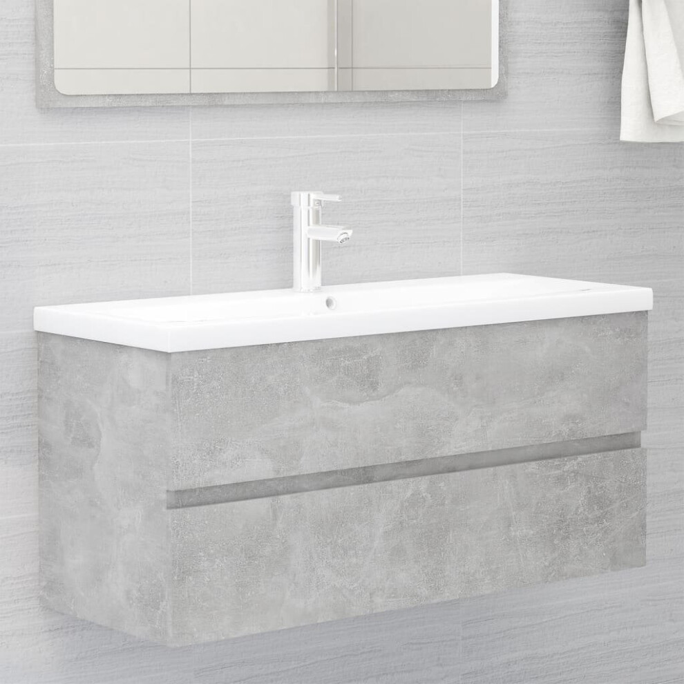 Vidaxl Sink Cabinet With Built-In Basin Concrete Engineered Wood Basin Grey