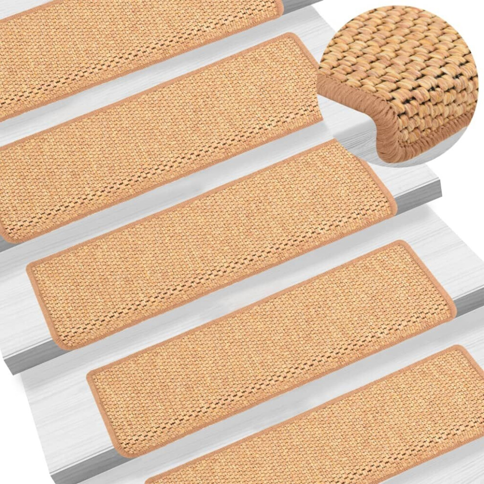 vidaXL Stair Mats Carpet Stair Tread Self-adhesive Sisal-Look 15 pcs Orange