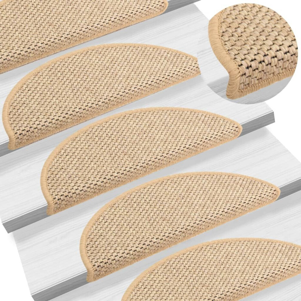 vidaXL Stair Mats Stair Protector Self-adhesive Sisal-Look 15 pcs Light Beige