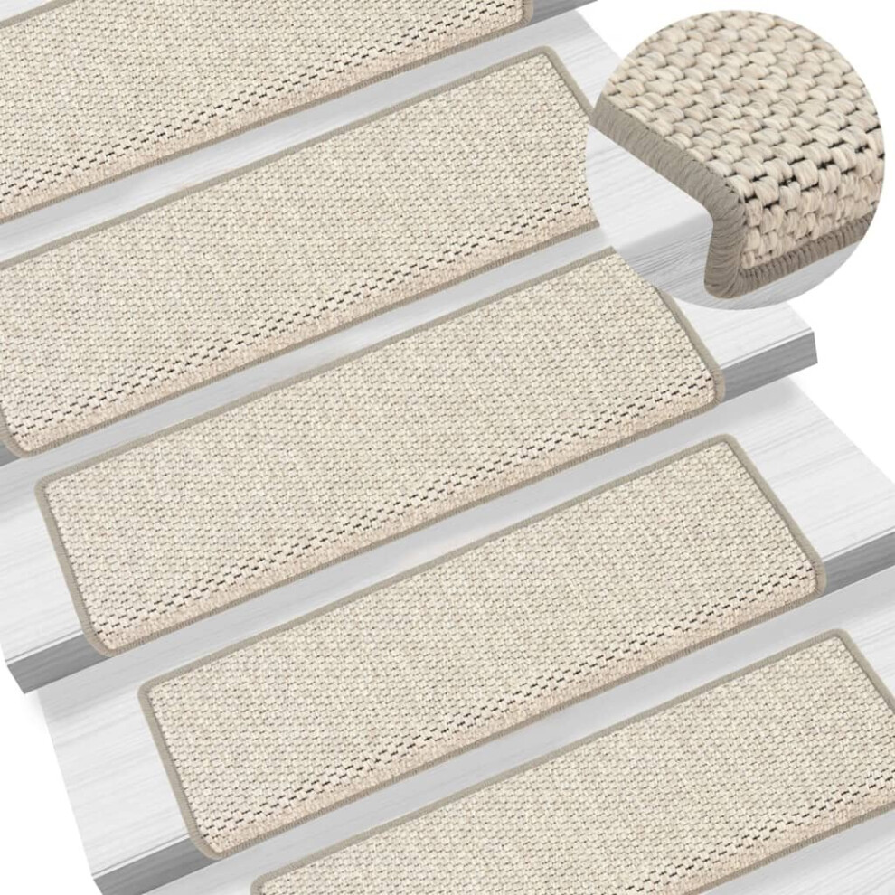 vidaXL Stair Mats Carpet Stair Tread Rug Self-adhesive Sisal-Look 15 pcs Platina