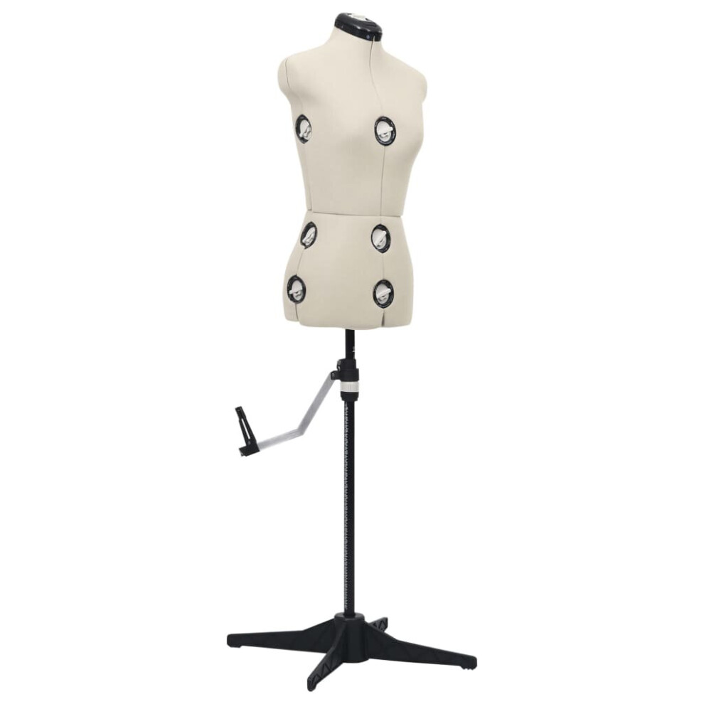 Vidaxl Women's Black Adjustable Dress Form Cream S Size 33-40 Dressmaking Mannequin
