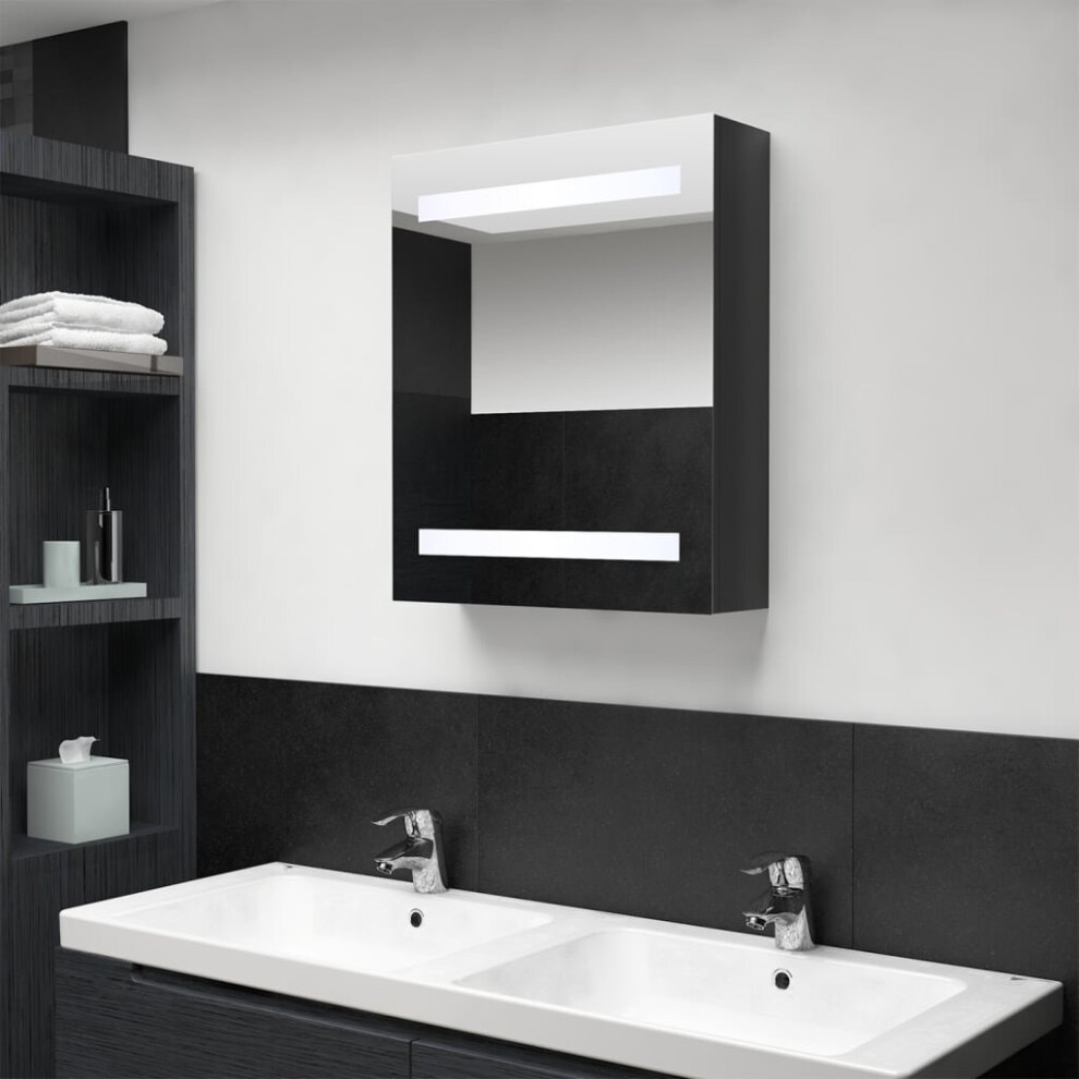 Vidaxl Led Bathroom Mirror Cabinet Shining Washroom Storage Vanity Unit Black