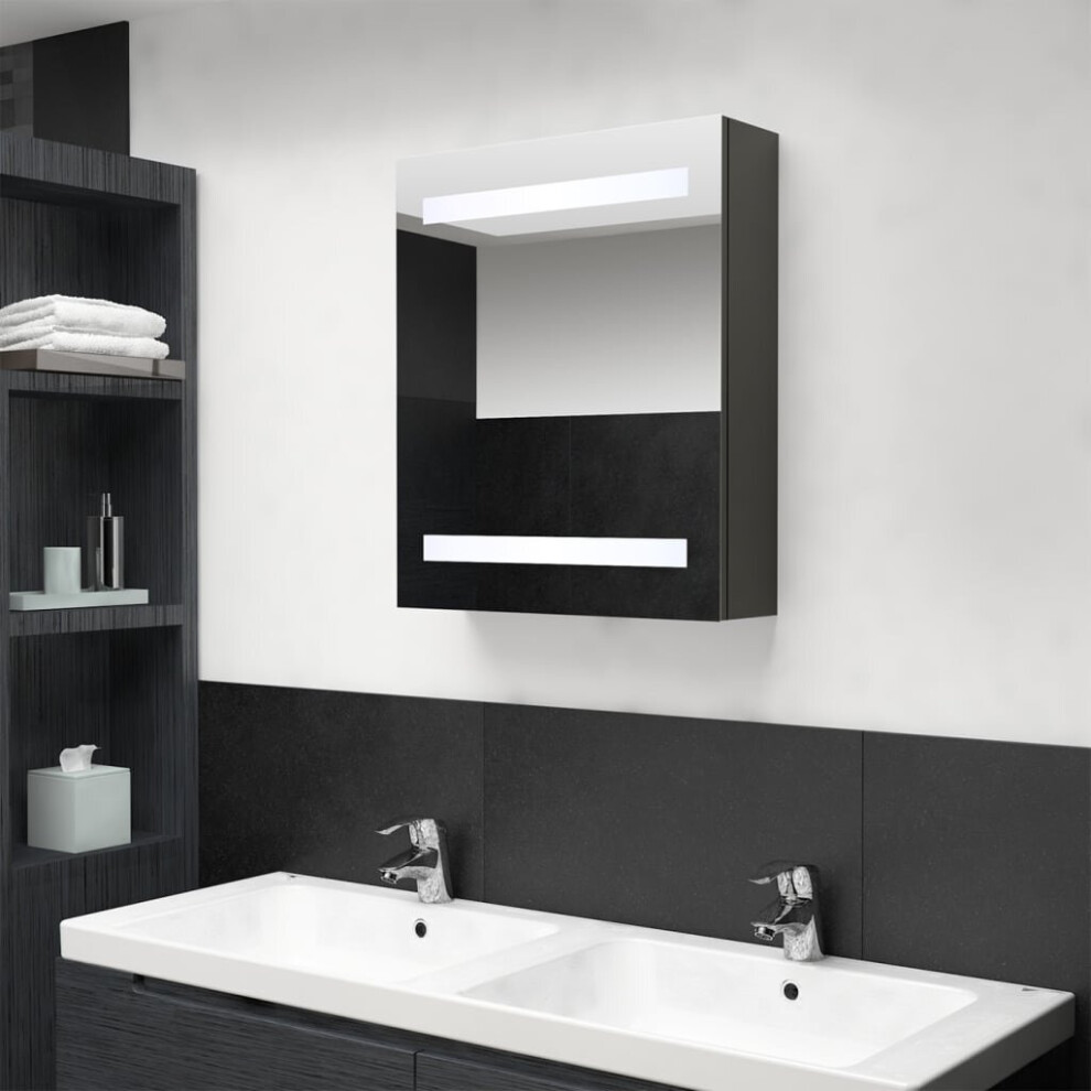 Vidaxl Led Bathroom Mirror Cabinet Washroom Storage Vanity Unit Anthracite