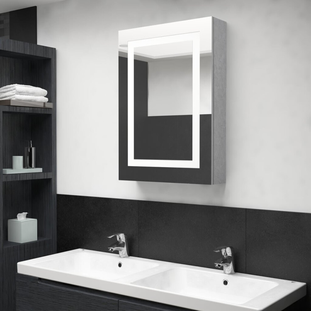 vidaXL LED Bathroom Mirror Cabinet Concrete Grey Washroom Storage Vanity Unit