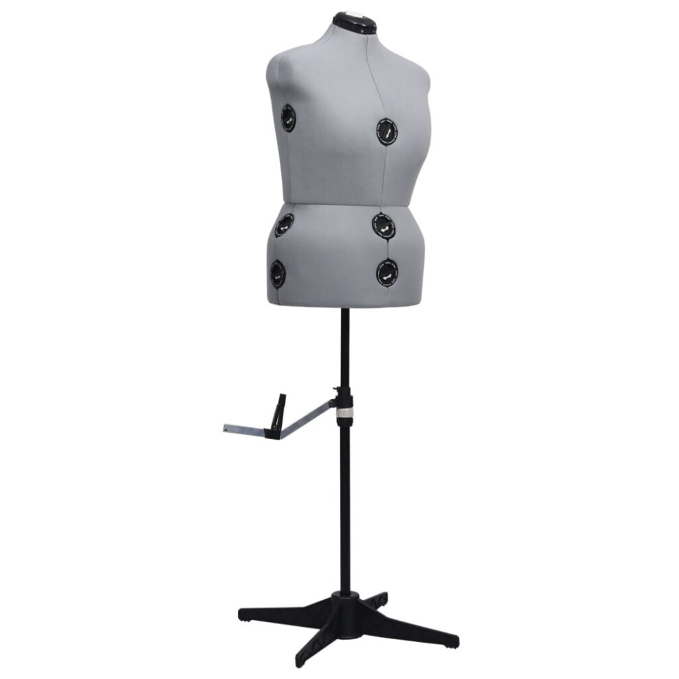 Vidaxl Adjustable Dress Form Female Grey L Size 44-50 Dressmaking Mannequin