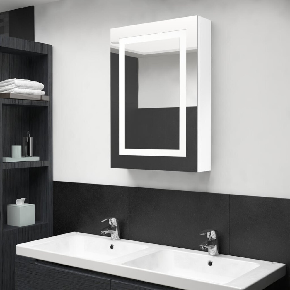 Vidaxl Led Bathroom Mirror Cabinet Shining White Washroom Storage Vanity Unit