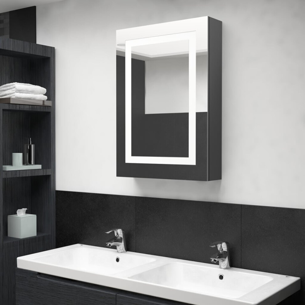 Vidaxl Led Bathroom Mirror Cabinet Shining Grey Washroom Storage Vanity Unit