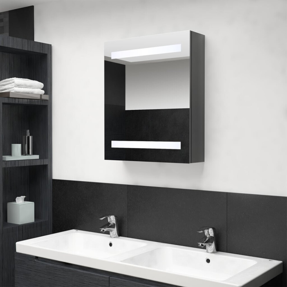 vidaXL LED Bathroom Mirror Cabinet Shining Grey Washroom Storage Vanity Unit