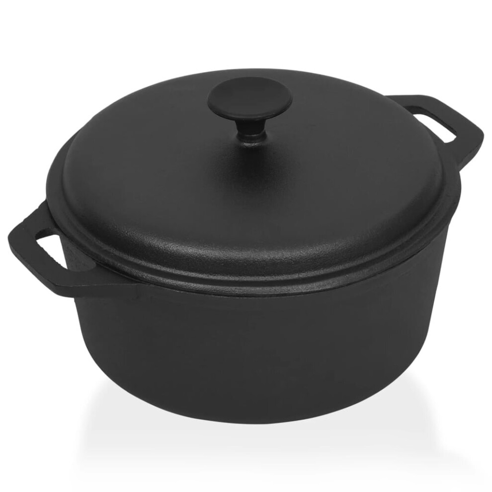 vidaXL Pot Cast Iron Pot Roaster Cooking Stock Gill Kitchen Camping Barbecue