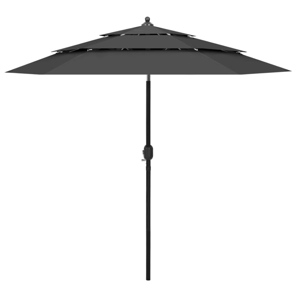 vidaXL 3-Tier Parasol with Aluminium Pole Anthracite Patio Sunshade Cover