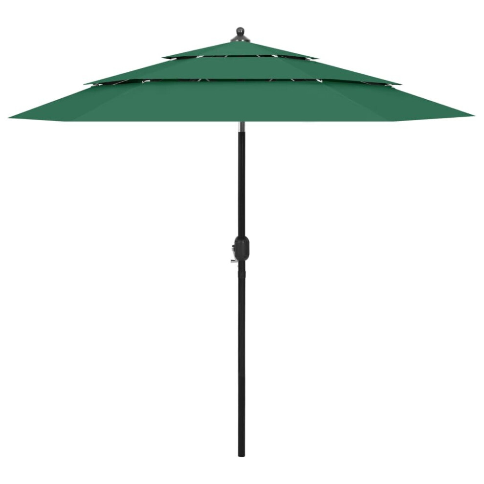 Vidaxl 3-Tier Garden Parasol With Aluminium Pole Canopy Outdoor Umbrella Green