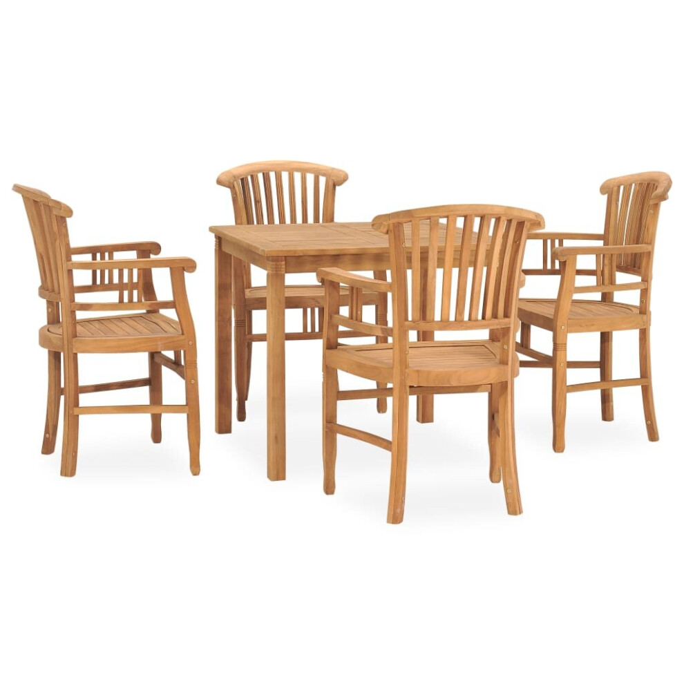 vidaXL Solid Teak Wood Garden Dining Set 5 Piece Outdoor Table and Chairs