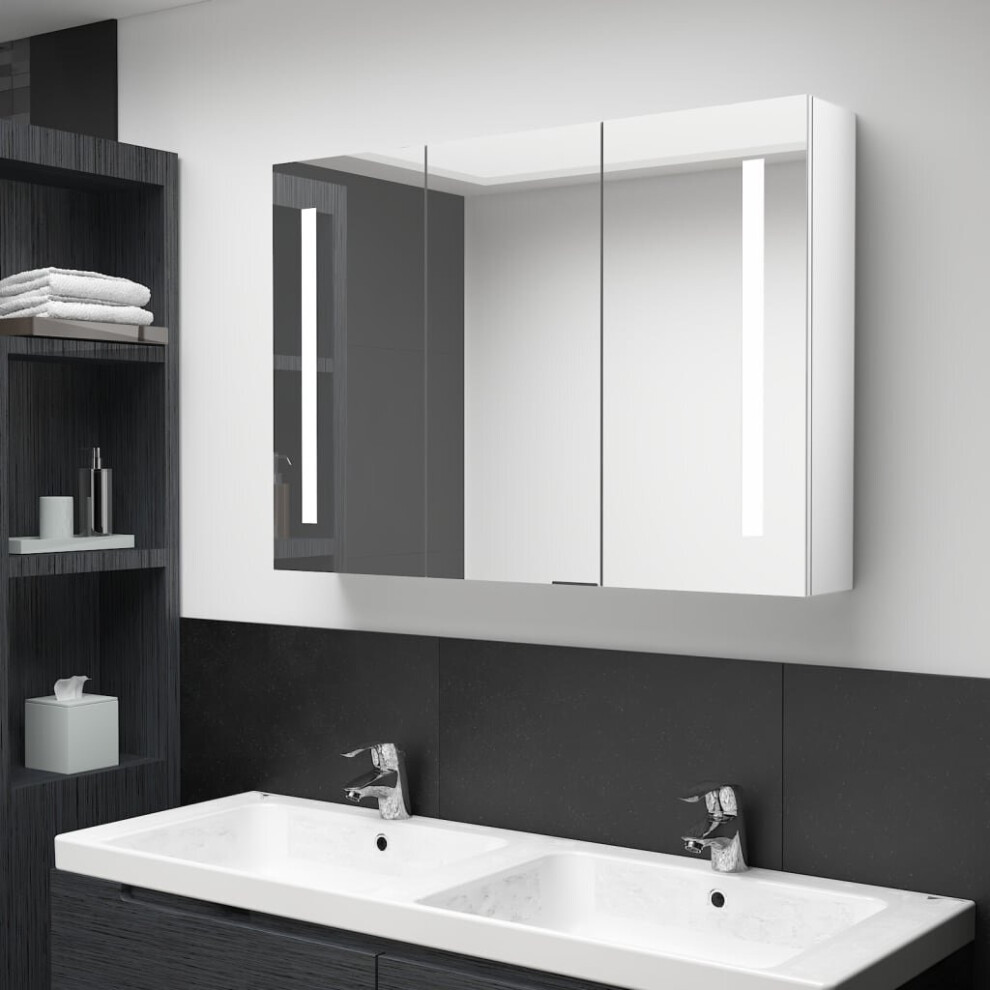 Vidaxl Led Bathroom Mirror Cabinet Shining White Washroom Storage Vanity Unit