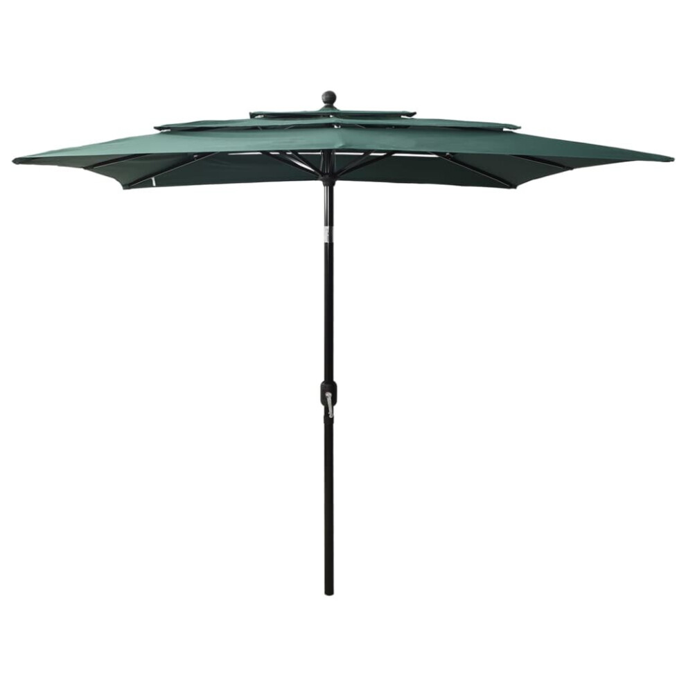 vidaXL 3-Tier Parasol with Aluminium Pole Green Outdoor Patio Sunshade Cover