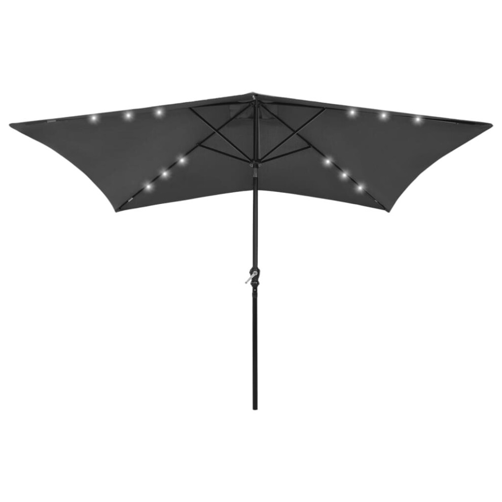 Vidaxl Garden Parasol With Leds And Steel Pole Outdoor Umbrella Anthracite