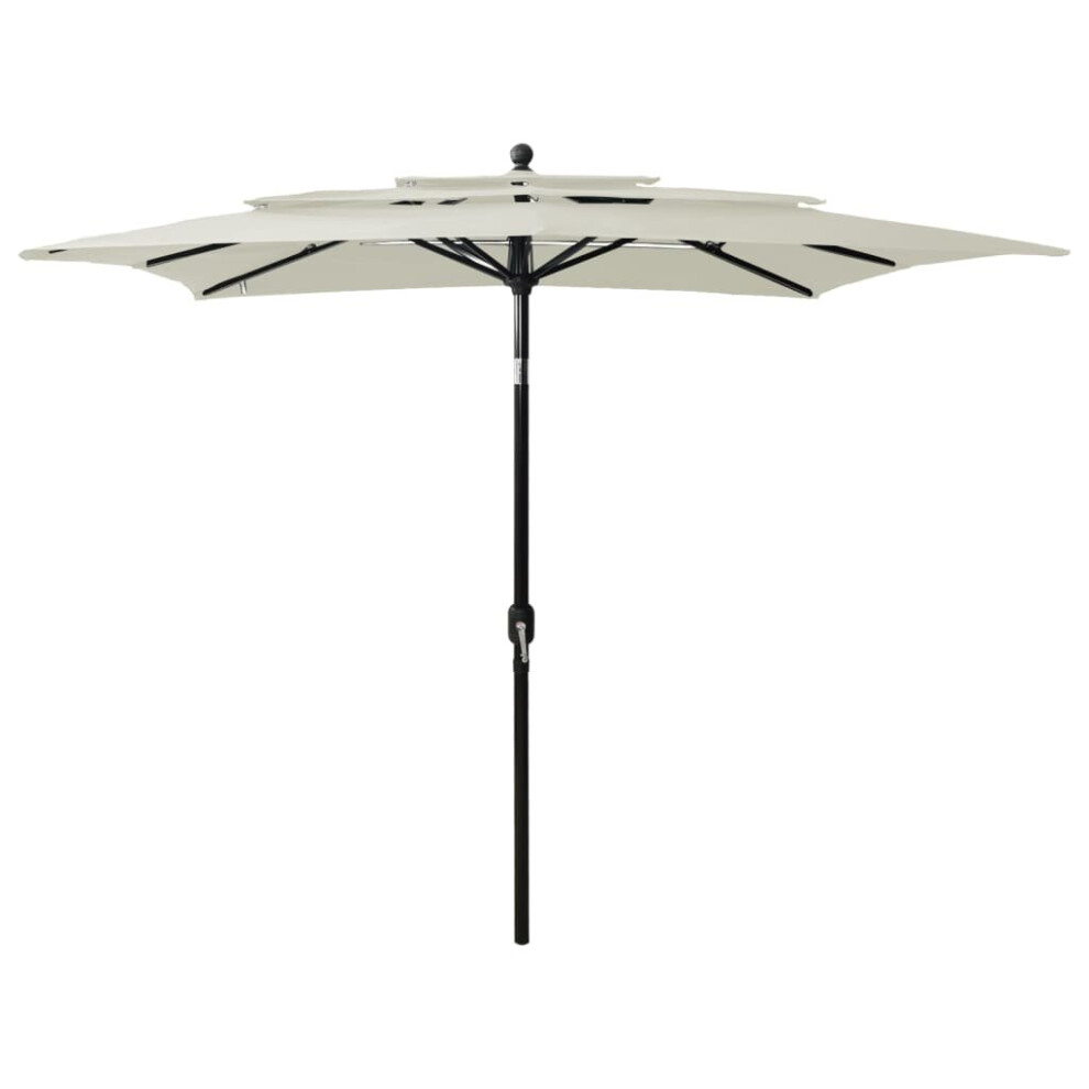 vidaXL 3-Tier Parasol with Aluminium Pole Sand Outdoor Patio Sunshade Cover