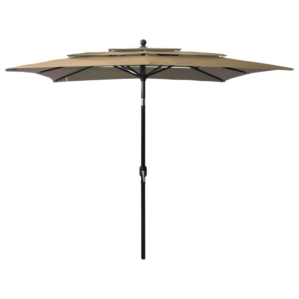 vidaXL 3-Tier Garden Parasol with Aluminium Pole Canopy Outdoor Umbrella Taupe