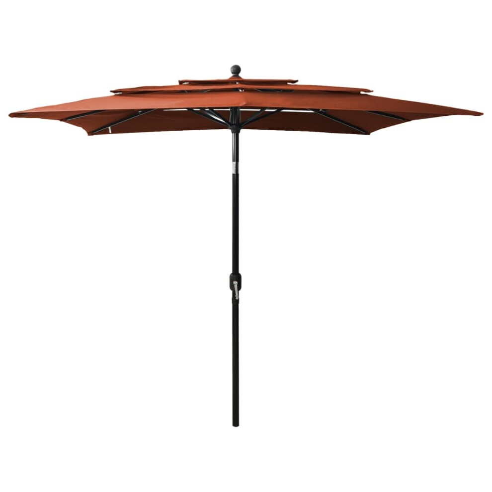 vidaXL 3-Tier Parasol with Aluminium Pole Terracotta Patio Sunshade Cover