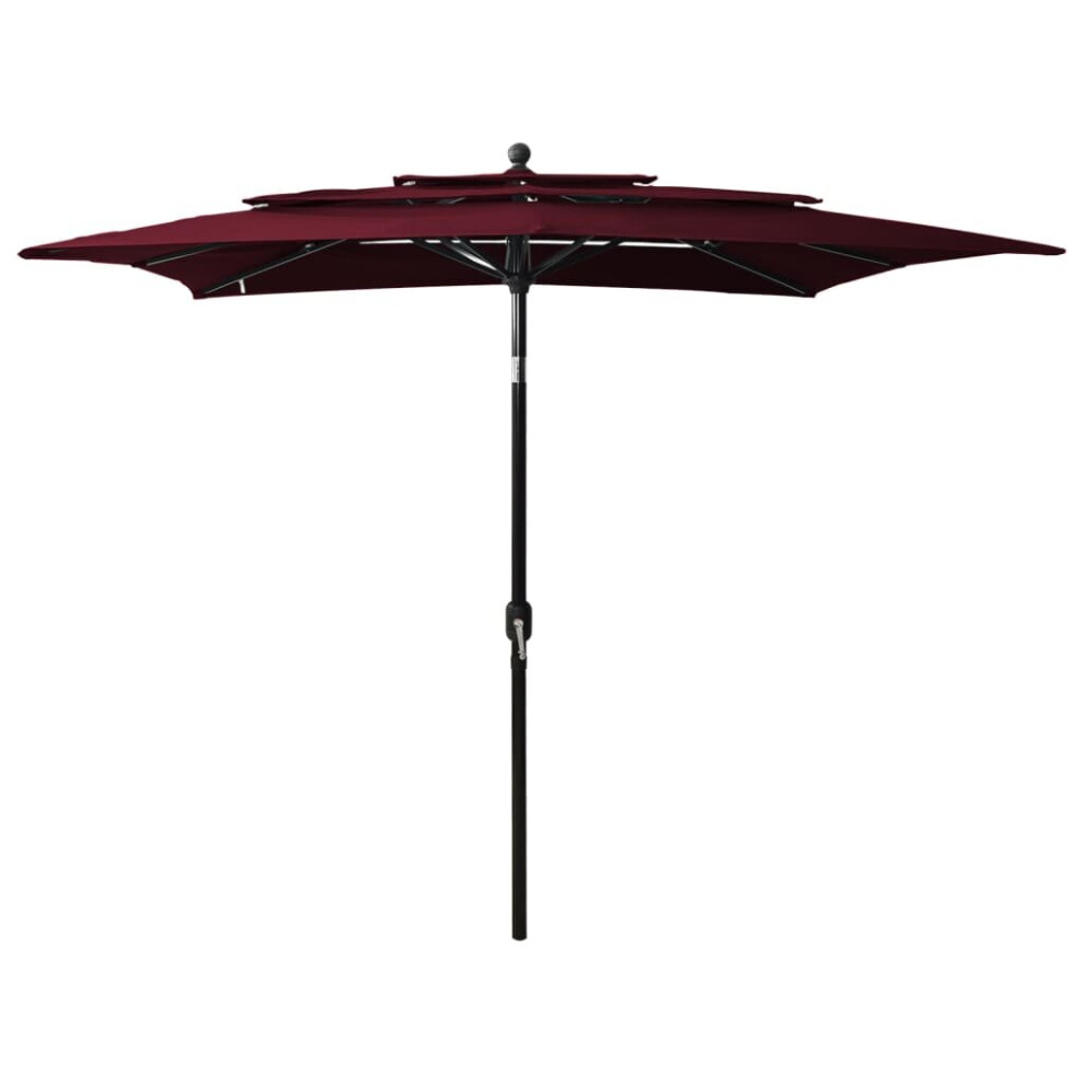 vidaXL 3-Tier Parasol with Aluminium Pole Bordeaux Red Patio Sunshade Cover