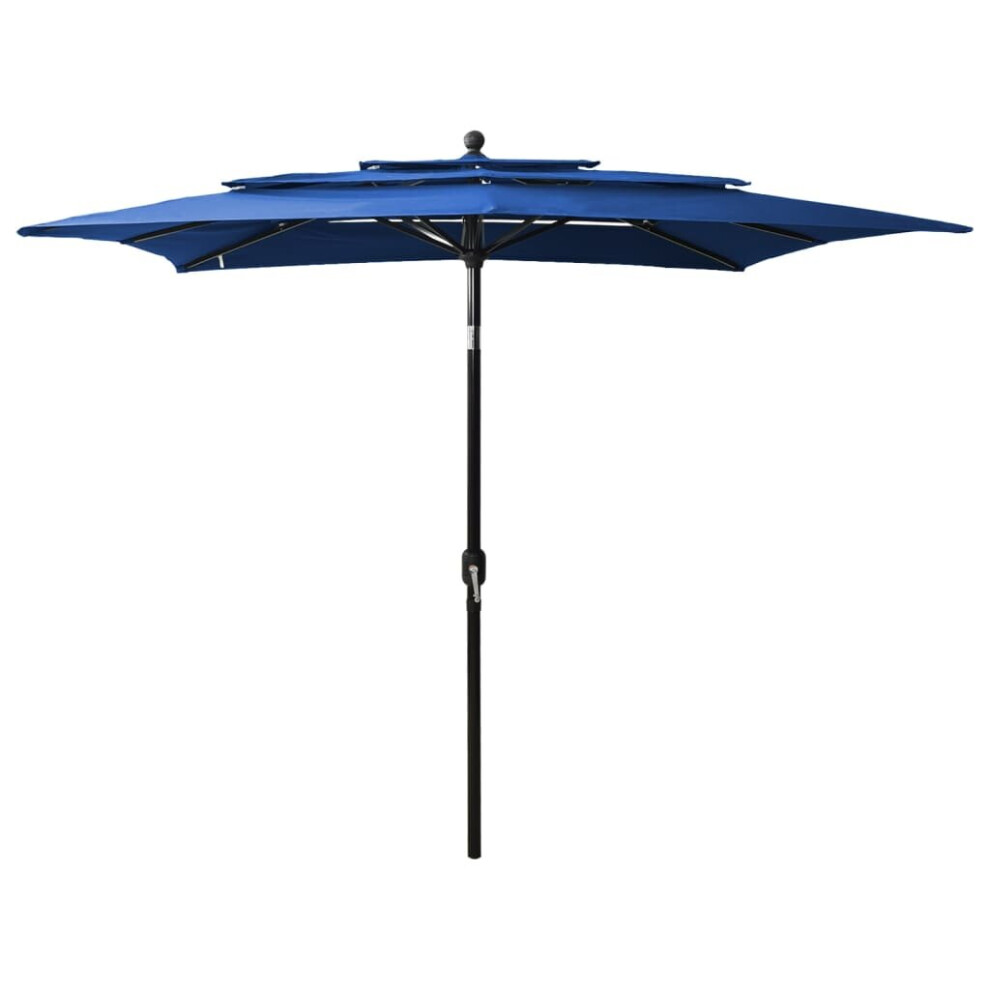 vidaXL 3-Tier Parasol with Aluminium Pole Azure Blue Patio Sunshade Cover