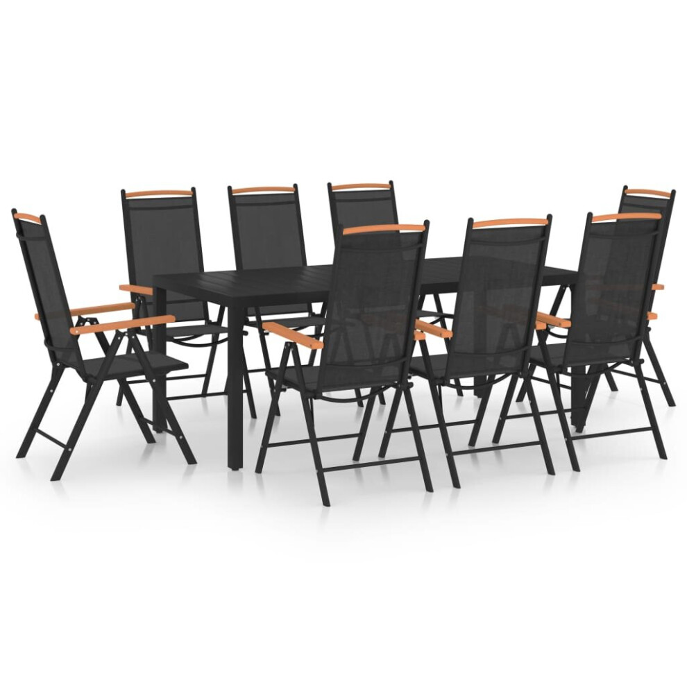 Vidaxl Garden Dining Set Piece Aluminium Outdoor Dining Table Chairs Black Size 9